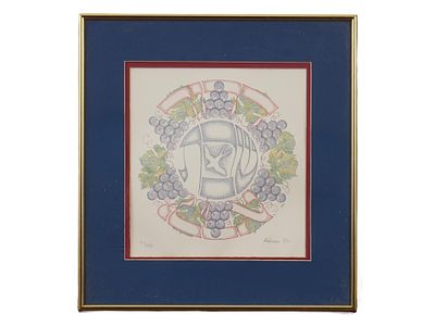 JUDAICA LIMITED EDITION LITHOGRAPH SIGNED KOLMAN. Color lithograph on paper. Decorative Magen 