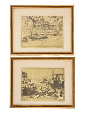 TWO GOLD LEAF LITHOGRAPHS BY LIONEL BARRYMORE. Lionel Barrymore, American, 1878 to 1954, two 