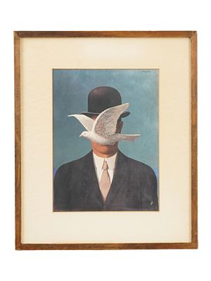 SURREAL MAN IN HAT COLOR PRINT AFTER RENE MAGRITTE. An offset print on paper after the original 