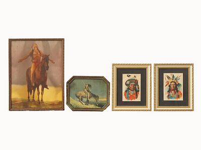 VINTAGE CLASSIC NATIVE AMERICAN CALENDAR POP ART PRINTS. A group of vintage prints featuring 