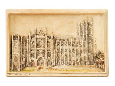 VINTAGE ROYAL OSBORNE WALL PLAQUE WESTMINSTER ABBEY. A vintage Royal Osborne Ivorex wall plaque 