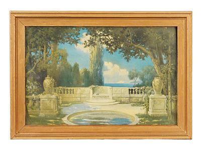 ROBERT FOX AMERICAN POOL SEASCAPE COLOR PRINT FRAMED. Robert Fox, American, 1860 to 1935, a 