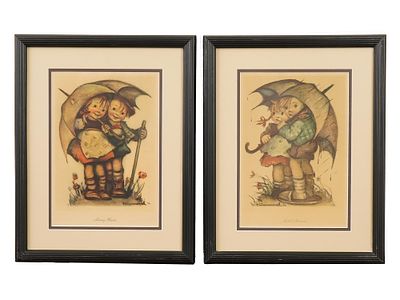 VINTAGE PRINTS MARIA HUMMEL SUNNY HOURS APRIL SHOWERS. A pair of vintage prints featuring 
