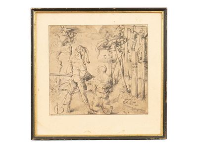 LITHOGRAPH AFTER THE EXECUTION GROUND BY URS GRAF. A lithograph after The Execution Ground by 