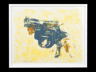 AMERICAN LITHOGRAPH PRINT GUN SIGNED ANDY WARHOL. A lithograph print signed lower left Andy 