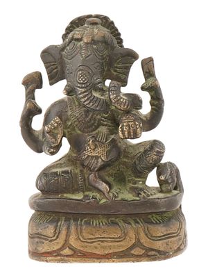 ASIAN BUDDHIST PATINATED BRONZE SCULPTURE OF GANESHA. An Asian probably Thai patinated bronze 