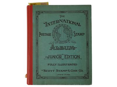 INTERNATIONAL POSTAGE STAMP ALBUM JUNIOR EDITION. A group of vintage postage stamps, collected 