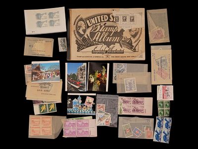 LOT OF US POST AND INTERNATIONAL STAMPS POSTCARDS. A lot of American and World stamps, stamp 