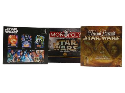 STAR WARS SPECIAL EDITION MONOPOLY TRIVIA PUZZLES. A lot of Star Wars Special Edition board 