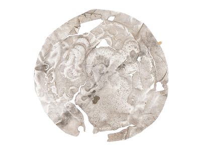 ANCIENT ROMAN ROUND SILVER PLAQUE ALEXANDER THE GREAT. An ancient Roman round-shaped silver 