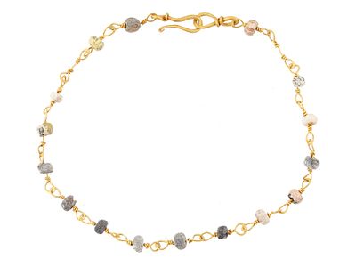 ANCIENT ROMAN GOLD BRACELET DESIGNED W GLASS BEADS. An ancient Roman bracelet, crafted with a 