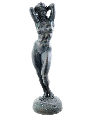 THOMAS HOLLAND TERRACOTTA STATUE OF NUDE FEMALE 1967. Thomas Holland, American, 1917 to 2004, a 