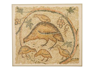 ANCIENT ROMAN BYZANTINE MOSAIC W BIRD 200 TO 500 AD. An ancient Roman Byzantine period stone 