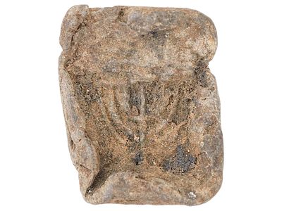 ANCIENT ROMAN JUDAICA MENORAH LEAD SEAL 100 TO 300 AD. An ancient Roman Menorah lead seal, ca. 