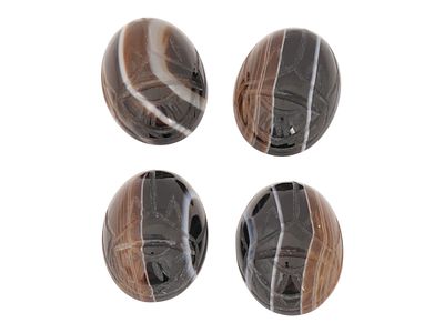 FOUR HAND CARVED DOUBLE SIDED AGATE INTAGLIOS. A lot of four hand-carved double-sided intaglios 