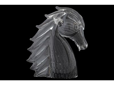 ITALIAN MURANO SEAHORSE HEAD ART GLASS FIGURINE. An Italian Murano hand blown art glass figure. 