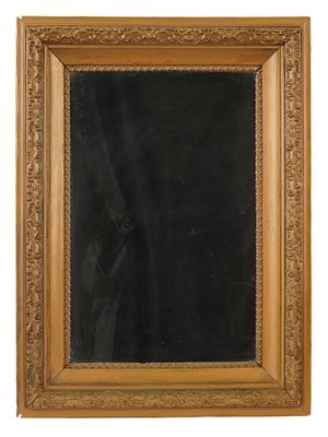 ANTIQUE EUROPEAN WALL MIRROR IN GILDED WOODEN FRAME. An antique European probably French wall 