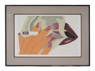 SIGNED TOM WESSELMANN AMERICAN LITHOGRAPH W STAMP. Tom Wesselmann, American, 1931 to 2004, a 