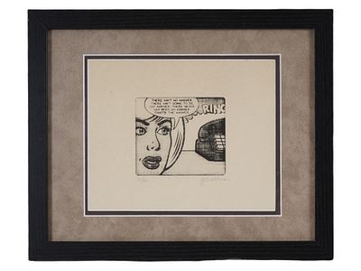 SIGNED ROY LICHTENSTEIN LIMITED EDITION ETCHING. A limited edition etching on paper depicting a 