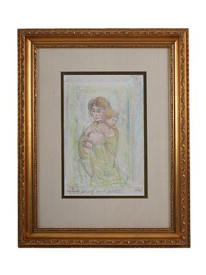 EDNA HIBEL AMERICAN PORTRAIT AP LITHOGRAPH W COA. Edna Hibel, American, 1917 to 2014, color 
