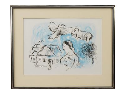 FRENCH RUSSIAN LITHOGRAPH BY MARC CHAGALL W COA. An original lithograph on paper by Marc Chagall 