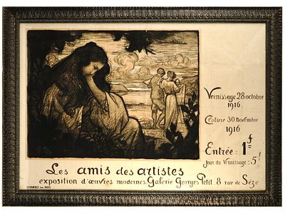 LITHOGRAPH POSTER BY MAURICE CHABAS FRIENDS OF ARTISTS. Maurice Chabas, French, 1862 to 1947, a 