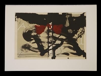 VINTAGE ABSTRACT LITHOGRAPH BY ANTONI TAPIES. A vintage lithograph on paper by Antoni Tapies 