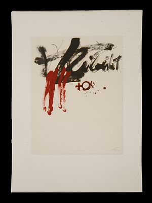 VINTAGE ABSTRACT LITHOGRAPH BY ANTONI TAPIES. A vintage lithograph on paper by Antoni Tapies 