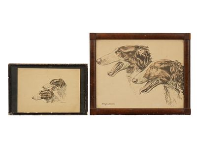 LOT OF DOG PORTRAITS ETCHING AND LITHOGRAPH SIGNED. A lot of two prints on paper. The lot 