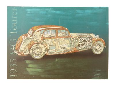 MG SA CHARLESWORTH FOUR DOOR TOURER 1935 PRINT. A detailed print depicting the MG SA Tourer 