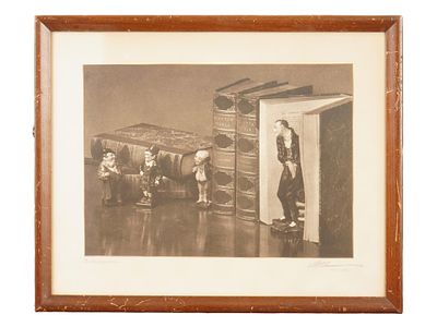 PRINT WITH GENRE SCENE TITLED THE EAVESDROPPER. A vintage print with a genre scene titled The 
