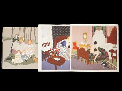 ATTR JEANNIE MAY ORIGINAL COLLAGE 2 LITHOGRAPHS. Attributed to Jeannie May, a Contemporary 