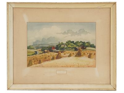 AMERICAN RURAL SCENE COLOR PRINT AFTER ADOLF DEHN. Adolf Arthur Dehn, American, 1895 to 1968 