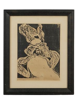 AMERICAN WOODBLOCK SIGNED DAN MURRY BASEN NEVERMORE. Dan Murry Basen, American, 1939 to 1970, a 