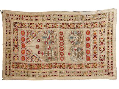 ANTIQUE 18TH C OTTOMAN TURKISH EMBROIDERY TEXTILE. An antique Turkish hand-emboridered textile 