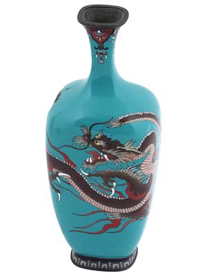 ANTIQUE JAPANESE MEIJI CLOISONNE ENAMEL DRAGON VASE. An antique Japanese late Meiji era vase of 