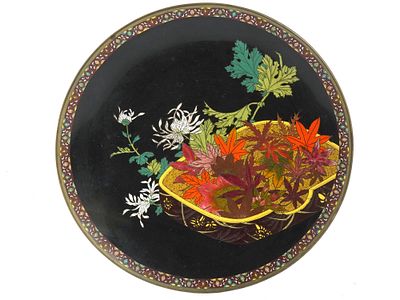 HIGH QUALITY MEIJI JAPANESE CLOISONNE ENAMEL PLATE. A high quality antique Japanese, late Meiji 