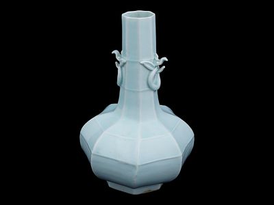ANTIQUE CHINESE QING DYNASTY LIGHT BLUE CERAMIC VASE. An antique Chinese Qing Dynasty ceramic 