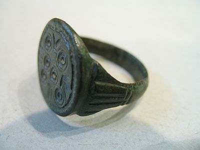 BRONZE RING WITH ENGRAVING. Superb Authentic Ancient Antiquities Bronze Ring Astrological Ring 