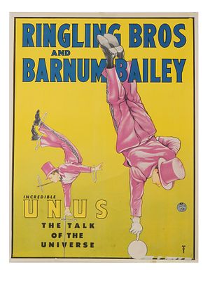 VINTAGE AMERICAN CIRCUS POSTER INCREDIBLE UNUS BALANCER. A vintage American circus poster for 