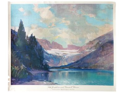 VINTAGE AMERICAN POSTER LAKE JOSEPHINE GRINNELL GLACIER. A vintage American poster featuring 