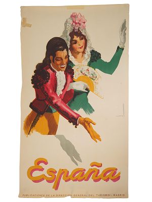 VTG SPANISH TRAVEL POSTER MADRID DIRECTION OF TOURISM. A vintage Spanish travel poster, designed 