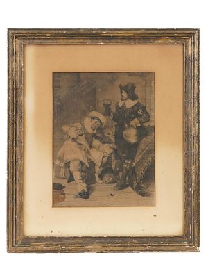 СТАРИННАЯ ФРАНЦУЗСКАЯ ГРАВЮРА ФЕРДИНАНДА РОЙБЕТА. Старинная французская гравюра на бумаге 