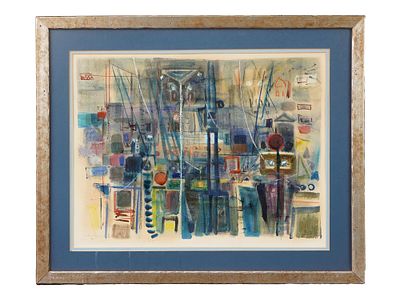 АБСТРАКТНАЯ КАРТИНА В СМЕШАННОЙ ТЕХНИКЕ ПОДПИСАННАЯ ШЕЙН АДМАН 1964. Абстрактная картина в 