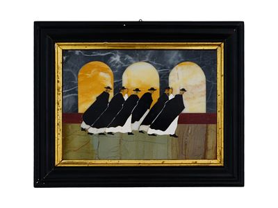 ИТАЛЬЯНСКАЯ МОЗАИЧНАЯ ПЛАСТИНА G. UGOLINI В ТЕХНИКЕ PIETRA DURA. Итальянская мозаичная пластина 