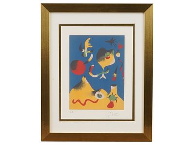 LTD SURREAL COLOR ETCHING AFTER JOAN MIRO SIGNED. After Joan Miro, Catalan Spanish, 1893 to 1983 