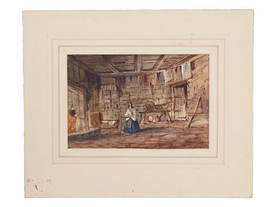 THOMAS SHOTTER BOYS ANTIQUE ENGLISH WATERCOLOR PAINTING. An antique English watercolor on paper 