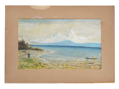 ANTIQUE LANDSCAPE OIL PAINTING BY JOHN BAXTER MATHER. An antique landscape oil painting by John 