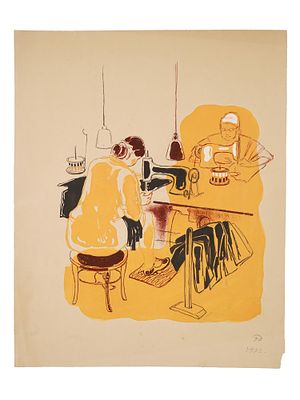 1932 SOVIET ERA MIXED MEDIA PAINTING BY OLGA DEINEKO. Olga Deineko, Ukrainian, Russian Soviet 