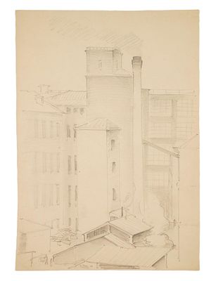 ATTR TO OLGA DEINEKO RUSSIAN SOVIET PENCIL PAINTING. A vintage Russian Soviet pencil painting on 